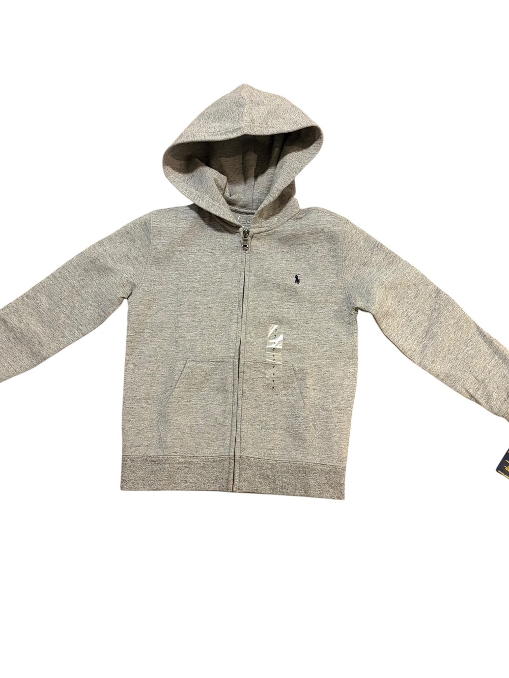 Polo by Ralph Lauren Boys' Light Gray Zip Hoodie with Embroidered Pony Size 7 - Picture 2 of 10